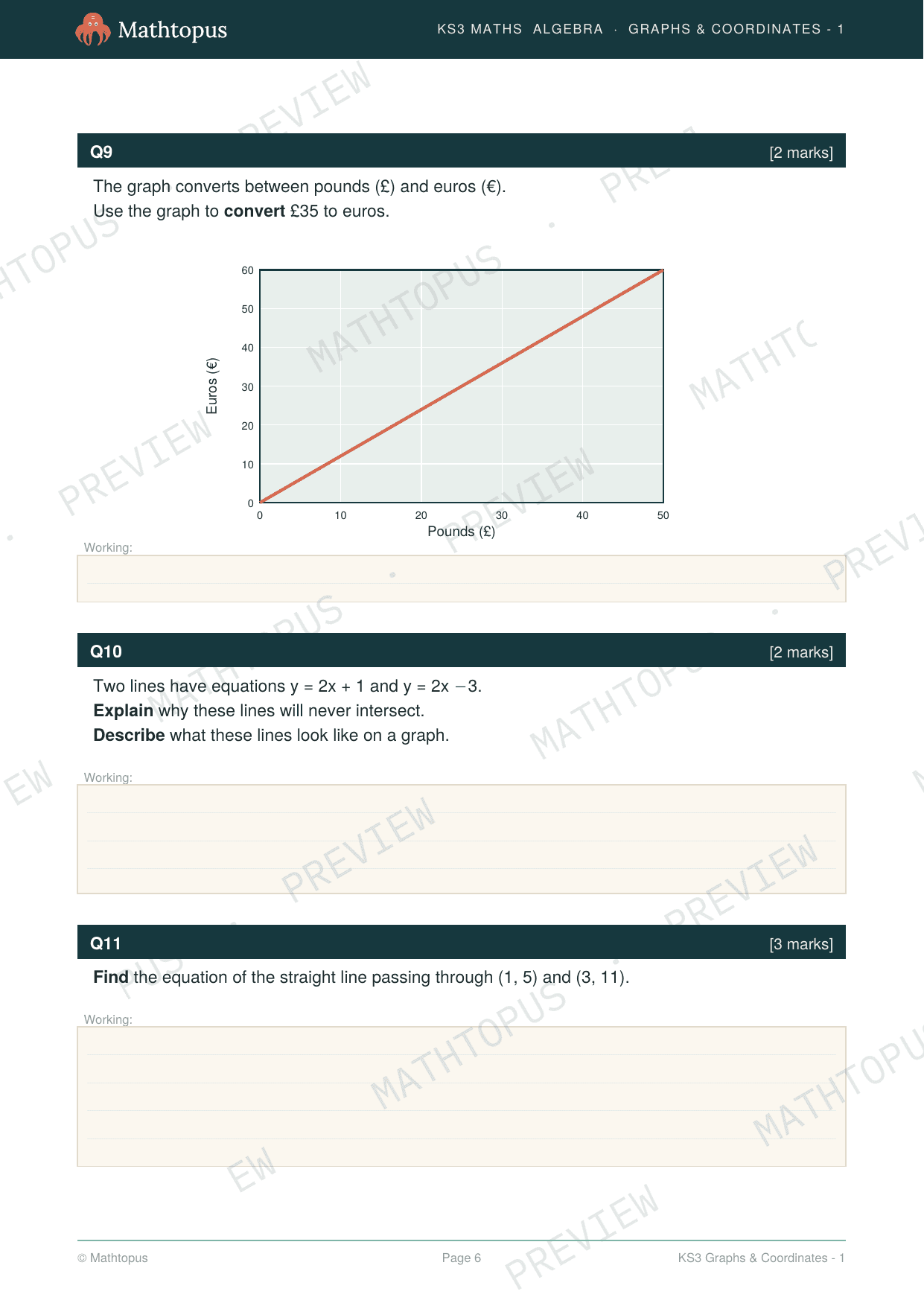 Preview of KS3 Graphs & Coordinates Test Paper with Mark Scheme