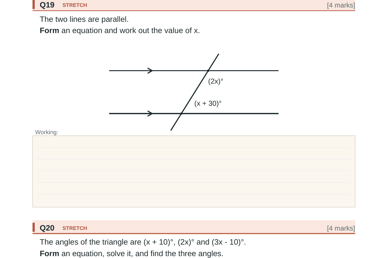 Preview of KS3 Angles & Geometry Test Paper with Mark Scheme