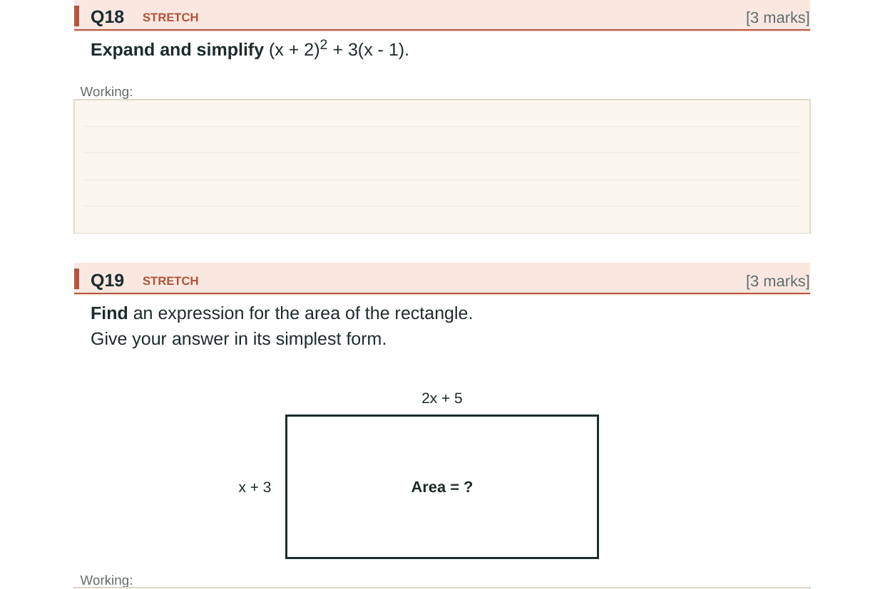 Preview of KS3 Expressions & Simplifying Test Paper with Mark Scheme