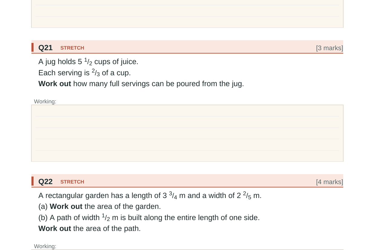 Preview of KS3 Fractions Test Paper with Mark Scheme