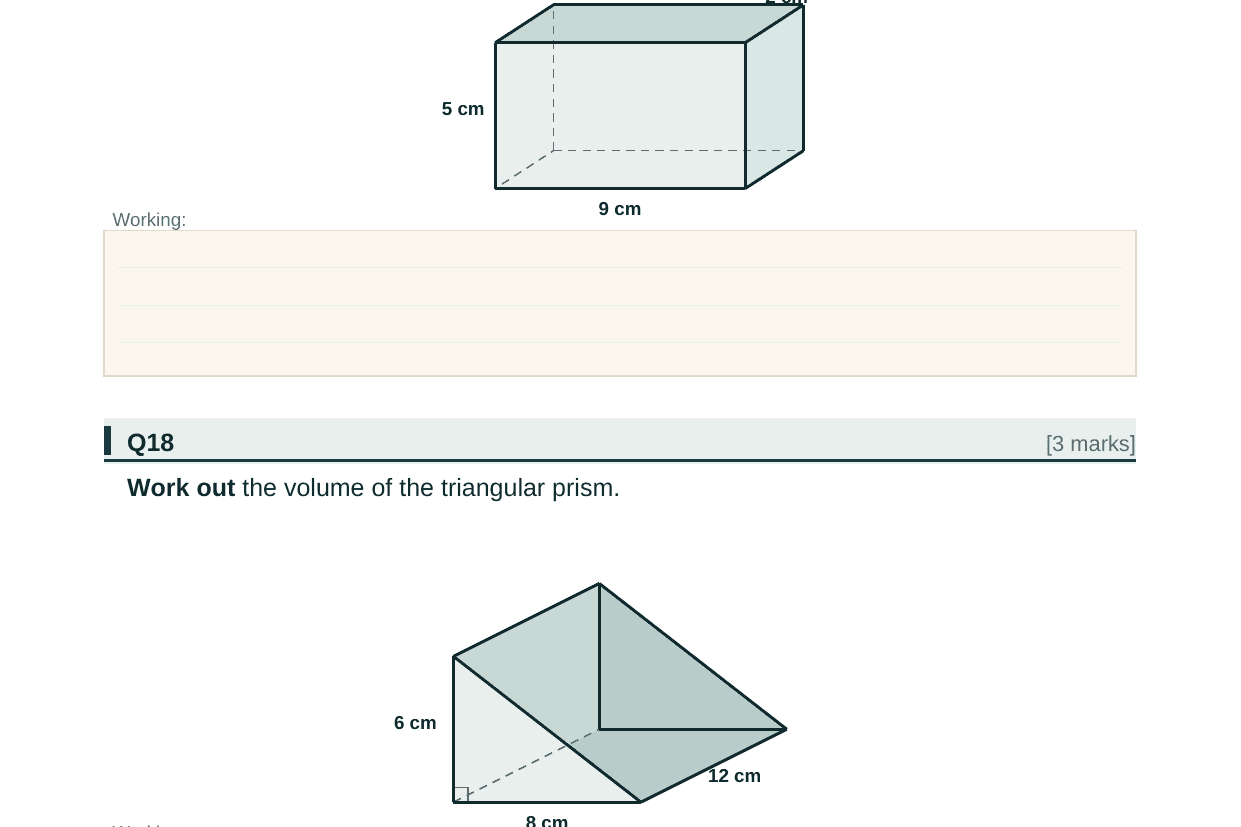 Preview of KS3 Geometry & Measures Whole-Topic Test Paper with Mark Scheme