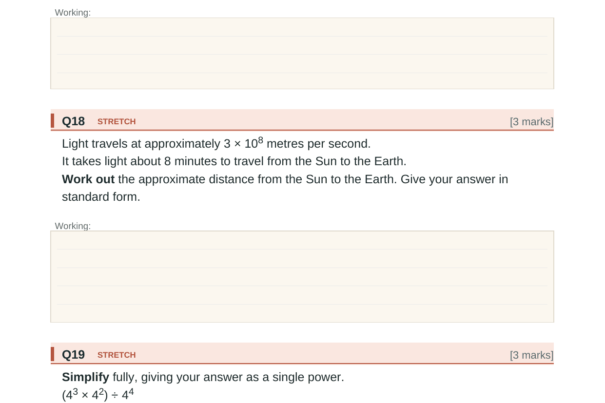 Preview of KS3 Indices & Standard Form Test Paper with Mark Scheme