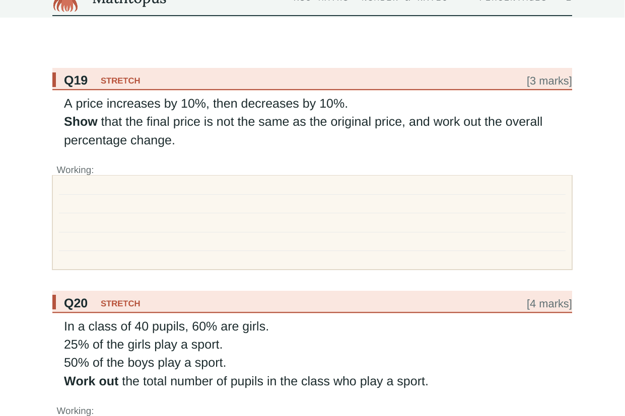 Preview of KS3 Percentages Test Paper with Mark Scheme