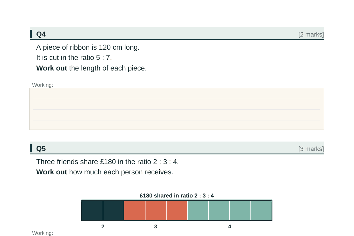 Preview of KS3 Ratio & Proportion Test Paper with Mark Scheme
