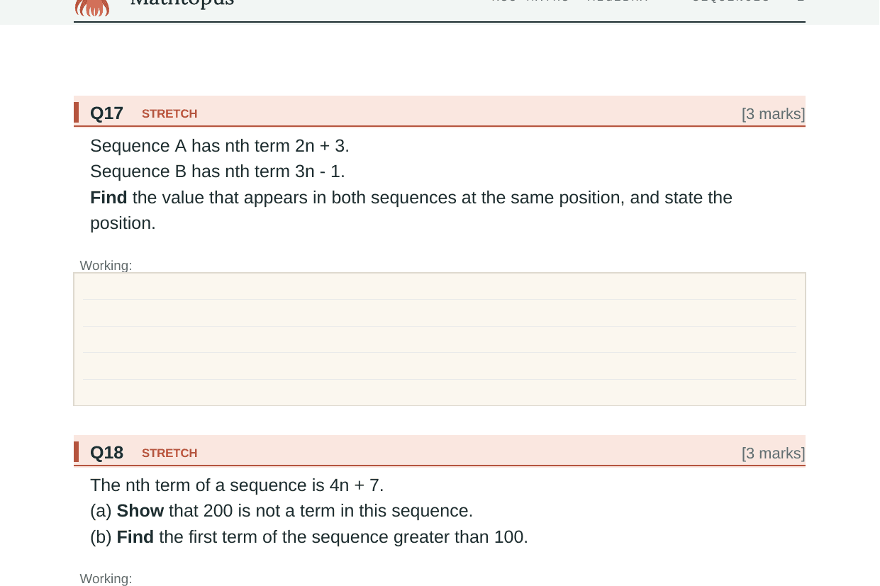 Preview of KS3 Sequences Test Paper with Mark Scheme