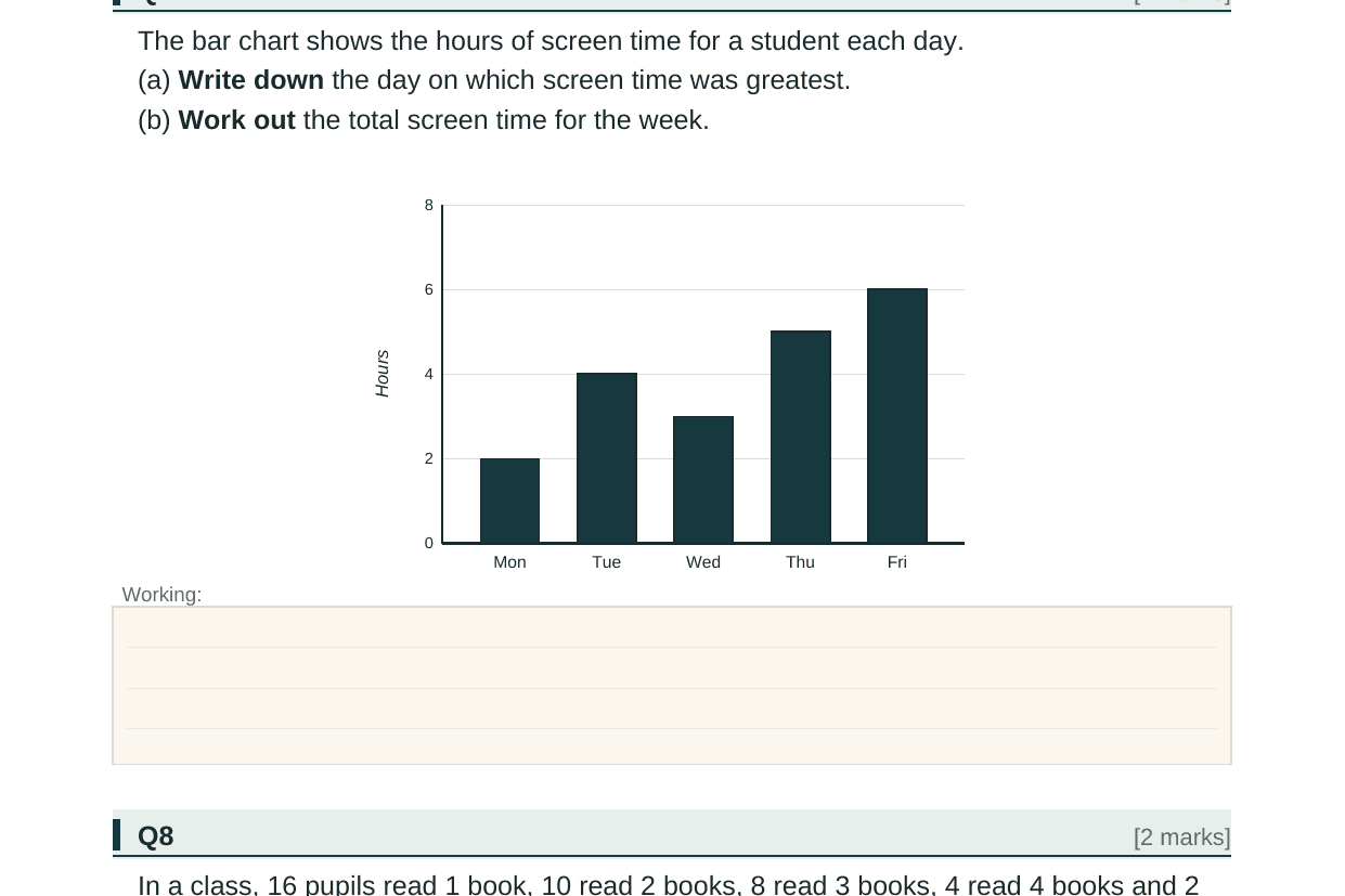 Preview of KS3 Statistics & Data Handling Test Paper with Mark Scheme